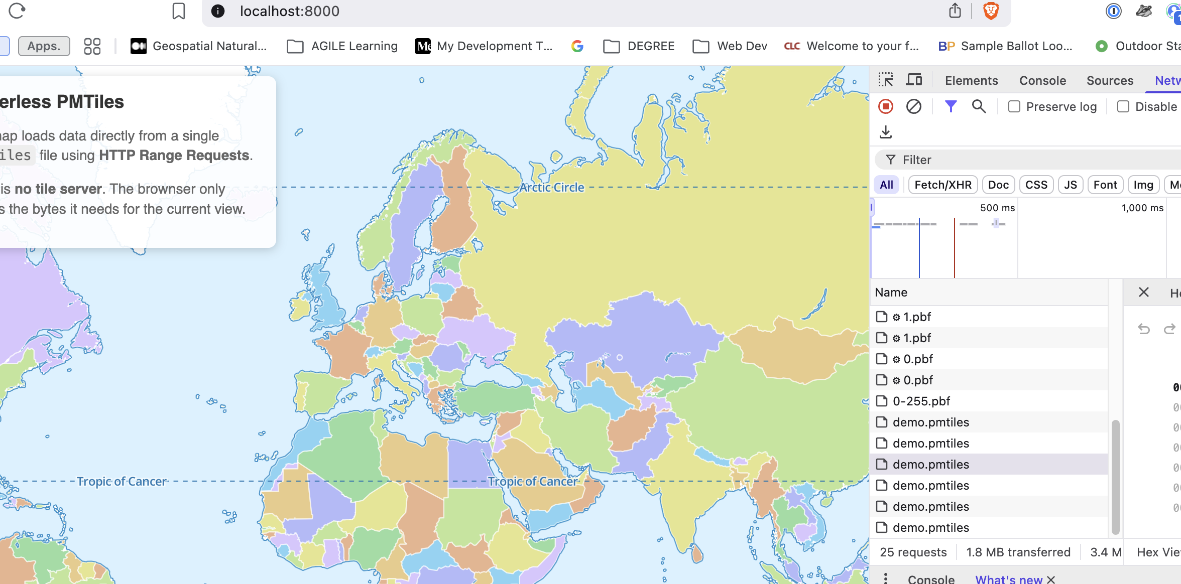 PMTiles Network Tab Demo
